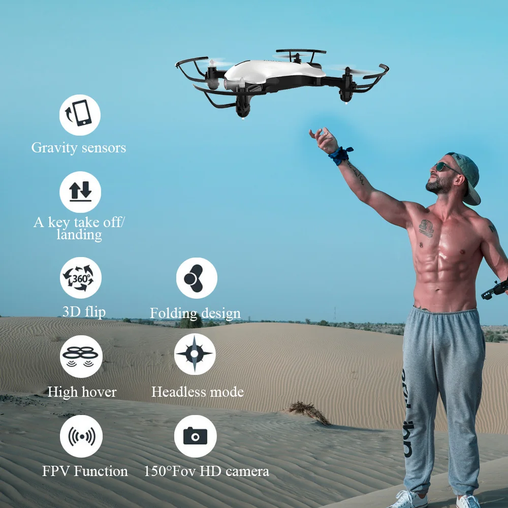 Мини-Дрон с камерой HD RC Квадрокоптер 720P широкоугольный wifi FPV режим удержания высоты Безголовый складной Квадрокоптер