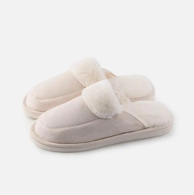 Beige-White 240mm Новинка; Xiaomi One Cloud; замшевые тапочки; хлопковые нескользящие домашние зимние тапочки; теплая дышащая обувь для мужчин и женщин - Цвет: Beige-White 240mm