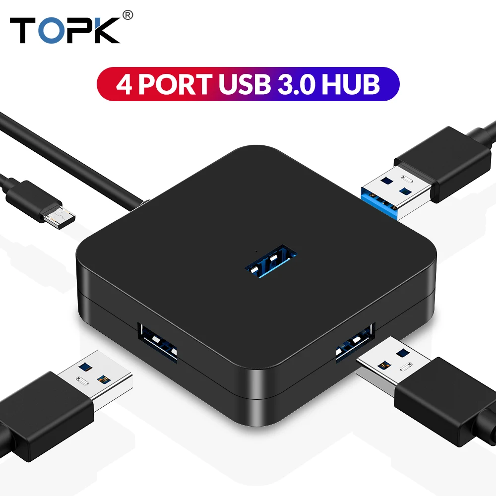 TOPK usb хаб 4 порта USB 3 0 Портативный с порт зарядки Micro концентратор адаптер для MacBook