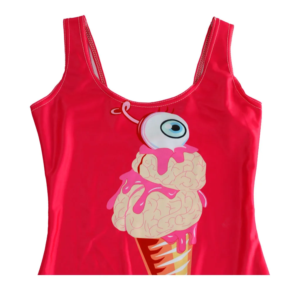 Красный крем для глаз 3d принт Девушка Цельный купальник Спортивный боди пляжные