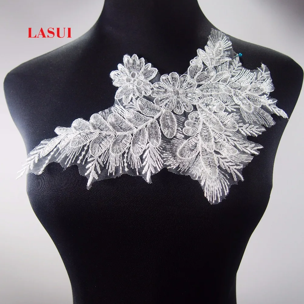 Кружевная аппликация LASUI 19*26 см = 1 шт. белая для свадебного платья вуали модного