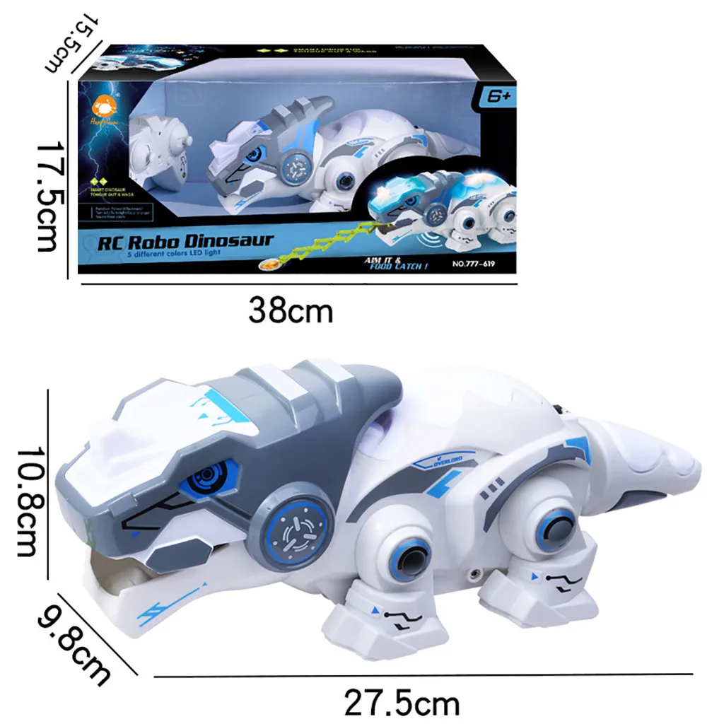 2 4G 4CH RC Роботизированная Игрушка динозавра с разноцветными светодиодными