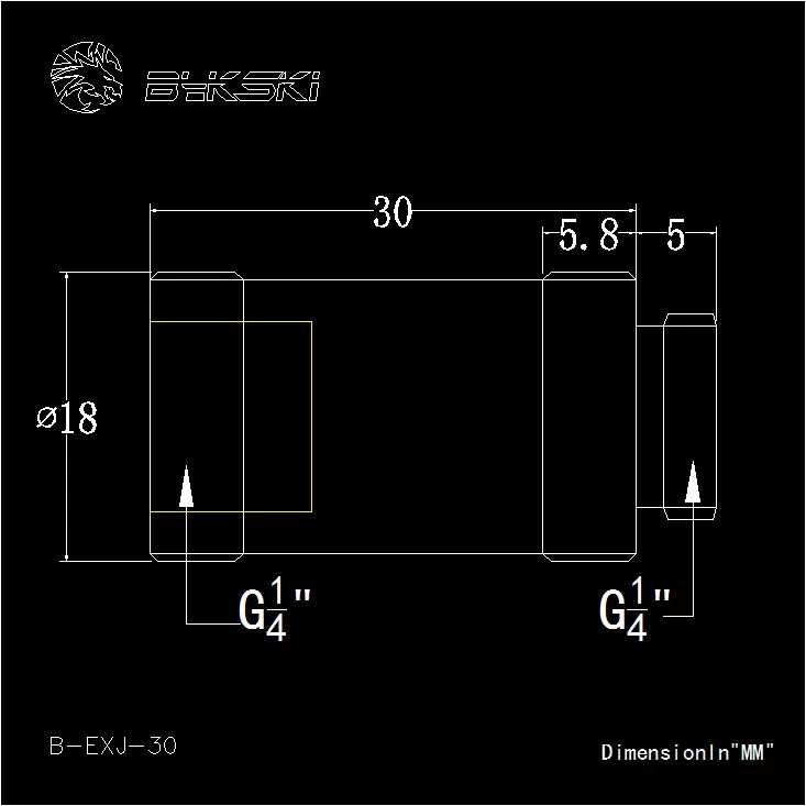 Bykski B-EXJ-30 G1/4 ''мужского и женского пола 30 мм полированная крепление удлинителя с G1/4" Нитки ПК водяного охлаждения