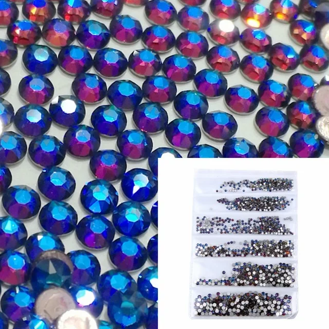 Blue Red Volcano 1440 шт./лот, ss3(1,3 мм) разноцветные бусинки для украшений AB 3D плоская задняя поверхность без горячего клея ногтей стразами украшения - Цвет: Blue Red Volcano