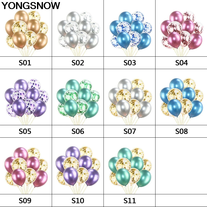 YONGSNOW 12 дюймов 10 шт./лот смешанный металлический воздушный шар латексный
