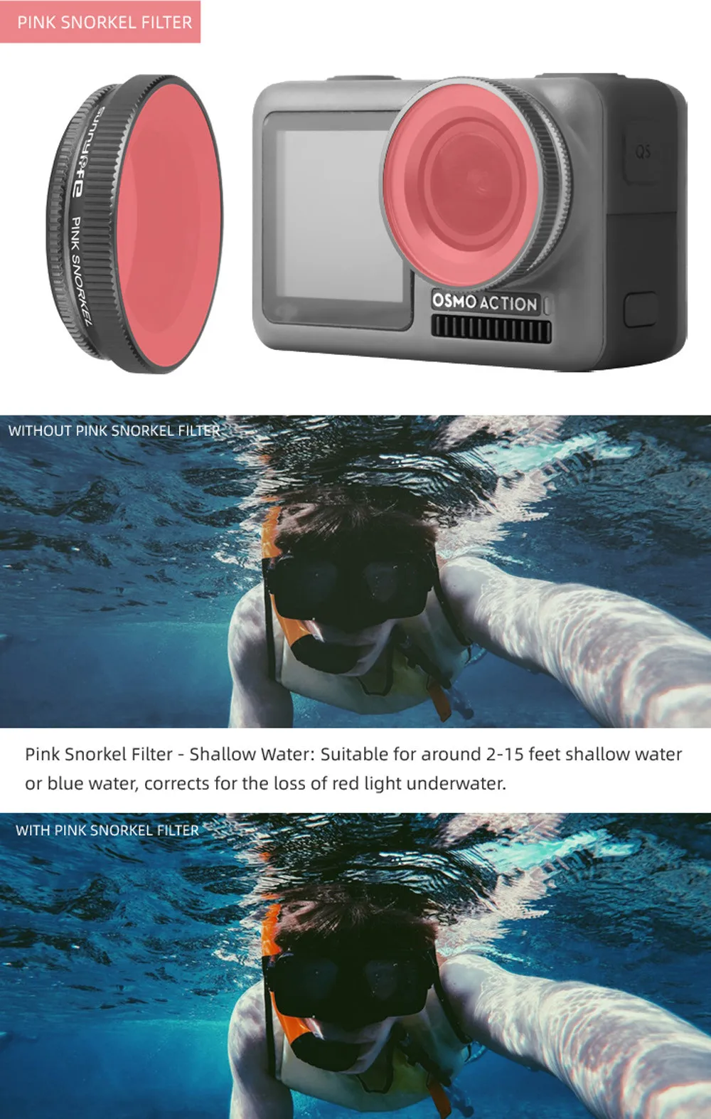 Sunnylife розовый фильтр для подводной камеры фильтр объектива Фильтры для DJI OSMO Action 4k Camra оптовый поставщик дропшиппинг