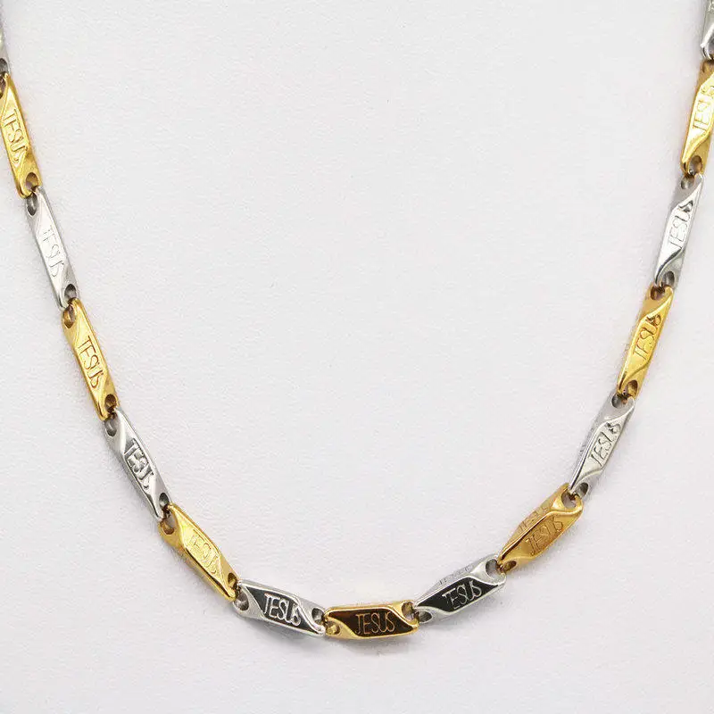 Заявление Цепочки и ожерелья бамбука цепи Нержавеющая сталь позолоченные Для