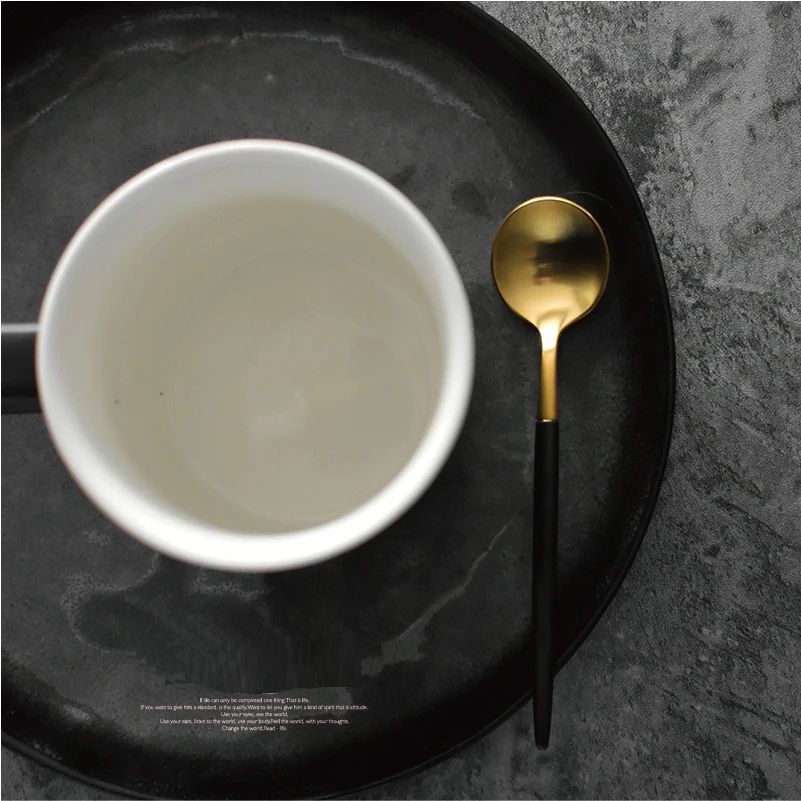 1Pcs Luxury Stainless Steel Coffee Spoons Ice Cream Candy Teaspoon Kitchen Supplies Tableware 18 Colors Electroplate | Дом и сад