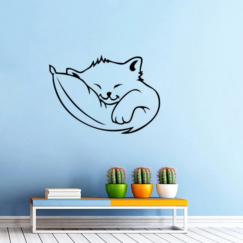 

Cartoon Art Cat Wall Sticker Children's room Applique Living room bedroom Home Decoration Vinyl DIY Wallpaper JG3423