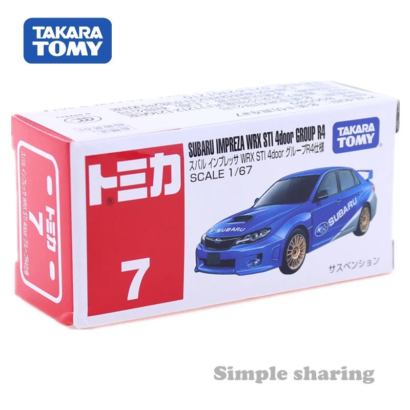 TAKARA TOMY TOMICA No.7 SUBARU IMPREZA WRX STI 4 группа дверей R4 форма для спортивного автомобиля 1: 67