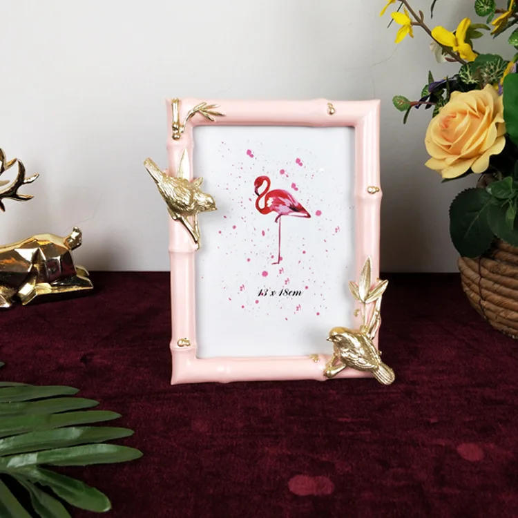 

Creative Resin Gift for Living Room Photo Frame Home Decoration Bamboo Leaf Bird Desktop Decoration Photo Frame Home Decoration