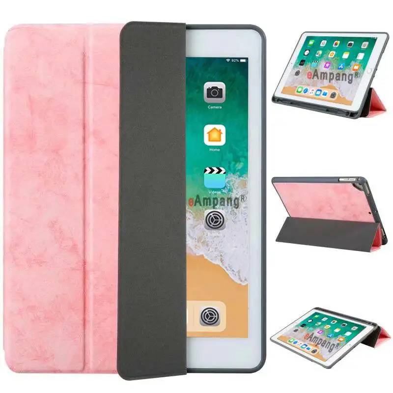 Розовый Умный чехол для Apple iPad 9,7 чехол с карандашом держатель для iPad Air 1 2 5 6 5th 6th поколения Pro 9,7 чехол Funda - Цвет: Розовый