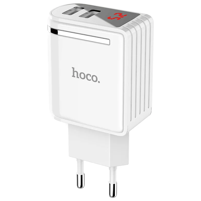 HOCO Dual USB Charger 5V 2.4A EU Plug Smart Fast Charging Mobile Phone Wall Travel Charger adapter for iPhone iPad Samsung - Тип штекера: White