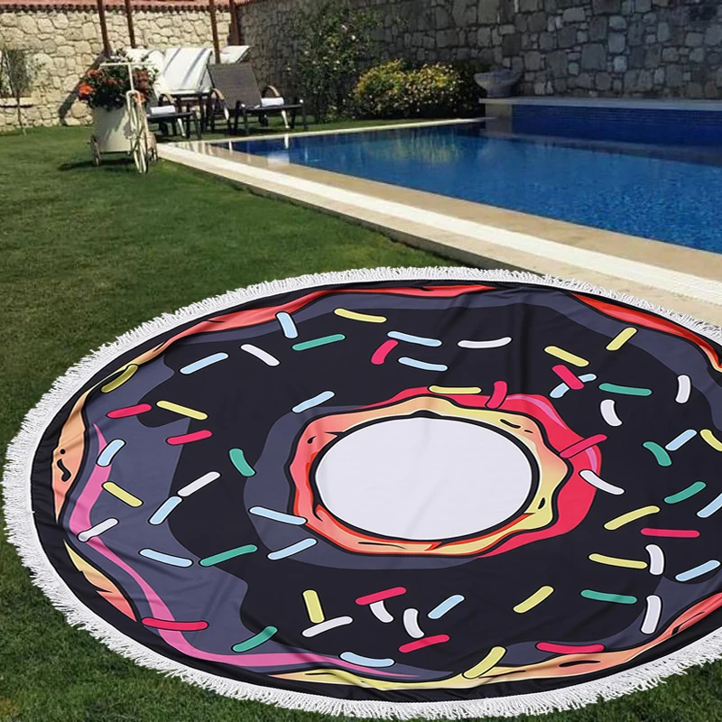Летнее круглое пляжное 3d полотенце uпятница в форме пончика черные женские