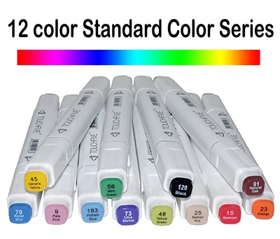 12 standard colors Touchfive, 168 цветов, художественная ручка для рисования, маркер для спирта, ручка, мультяшный граффити, художественный эскиз, маркеры для дизайнеров, товары для творчества - Цвет: 12 standard colors