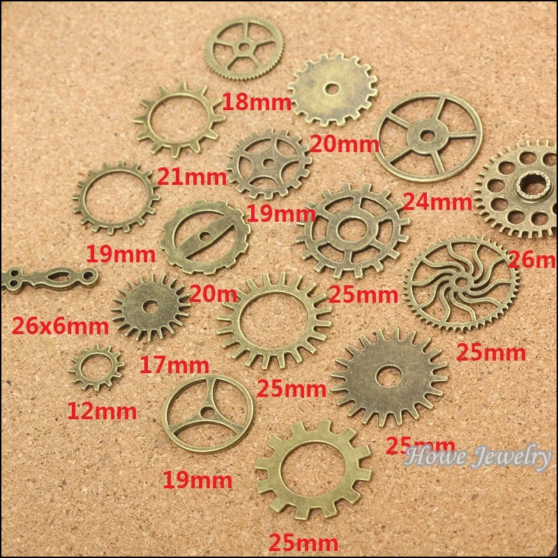 Микс 34 шт античная бронза стимпанк Шестерня часы ручной кулон сплав Сделай Сам