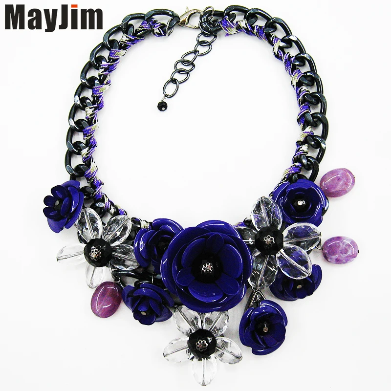 MayJim, массивные ожерелья,, массивная большая цепочка, дерево, смола, колье, кристалл, цветок, ожерелья и подвески, винтажные женские ювелирные изделия
