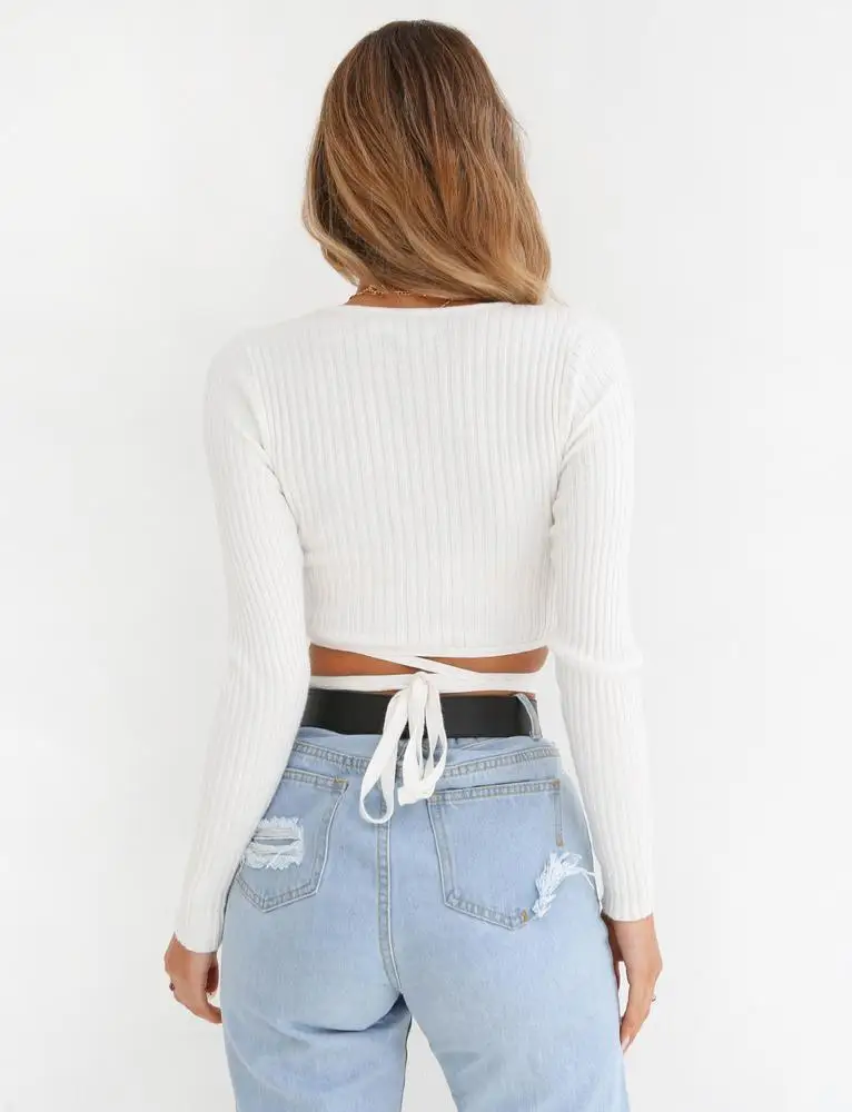 AVODOVAMA M New Autumn Casual Clubwear Party Fashion Sweaters Women Long Sleeve Sexy V Neck Bandages Short Knitted Tops | Женская одежда