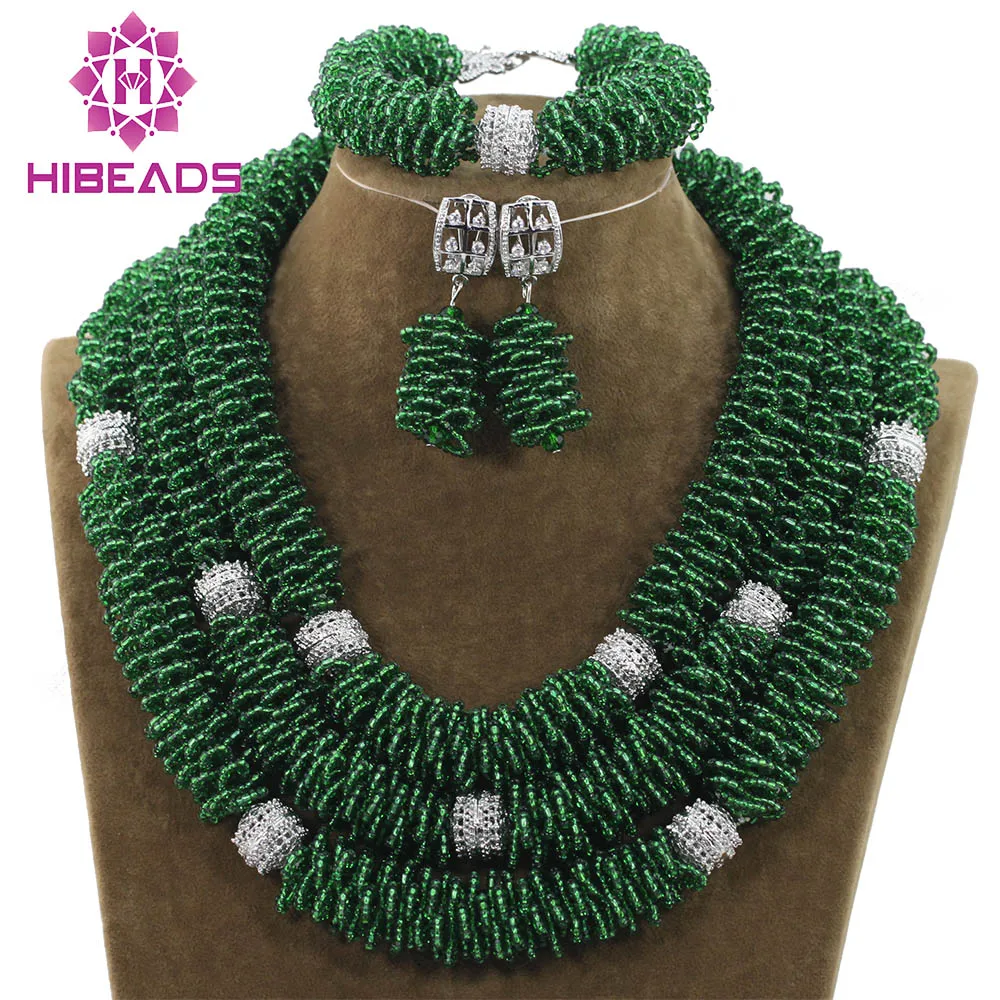 Модный Африканский комплект ювелирных изделий новый темно зеленый нигерийский