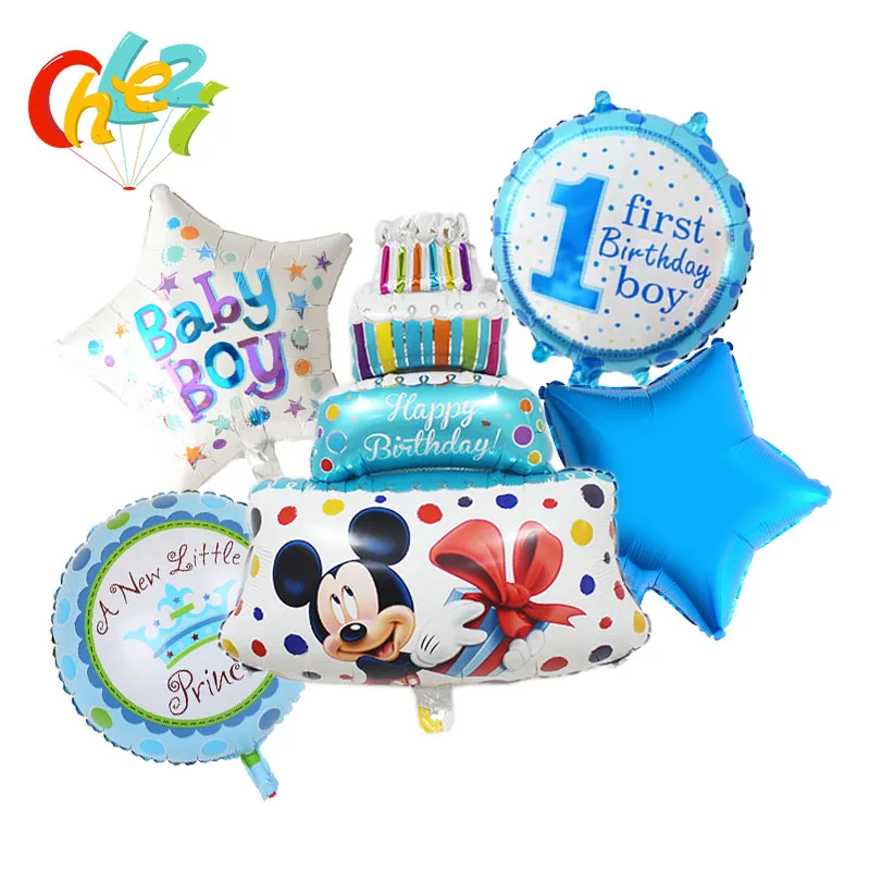 18 Blue Pink Large Cake Minnie Mickey Happy Birthday Foil Balloons for Baby Kids Birthday Party Decorations Inflatable Air Ballons - Цвет: 18