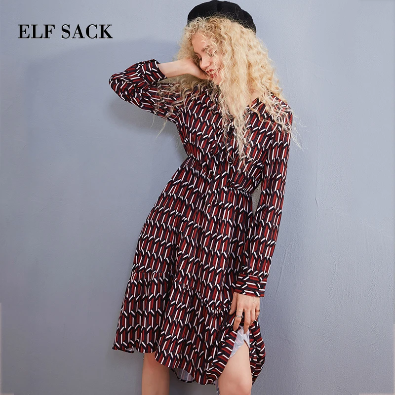 Женское платье ELFSACK повседневное Хлопковое до колена с коротким рукавом и