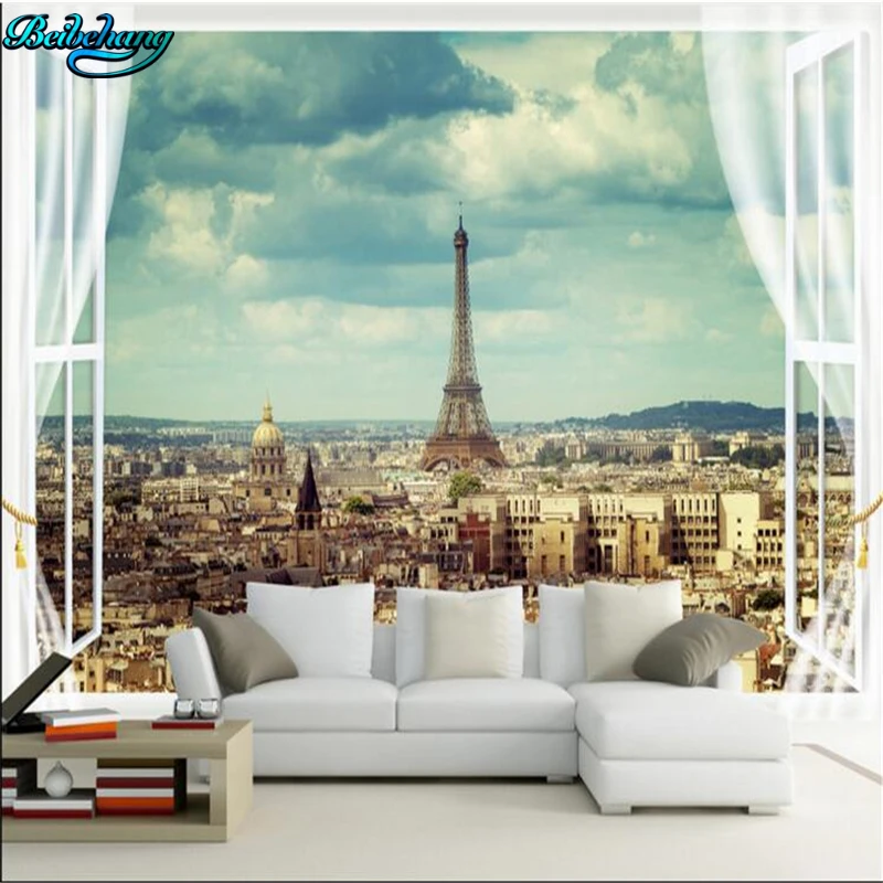 Фотообои beibehang с изображением Парижа и Эйфелевой башни|custom wallpaper|large wallpapersbackdrop