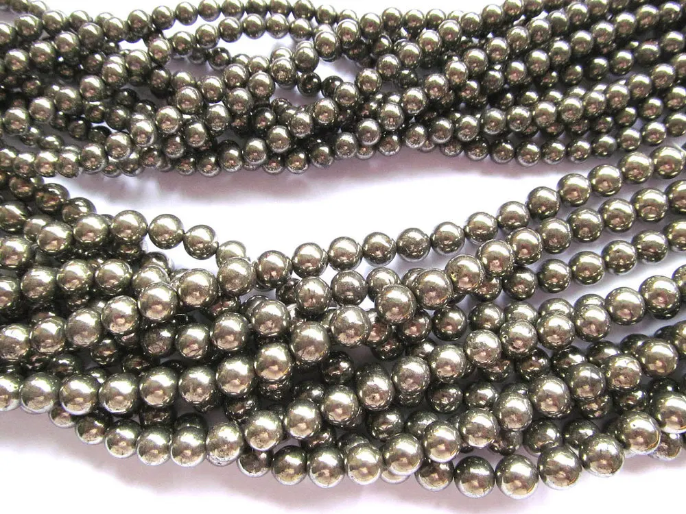 

genuine pyrite beads 6mm 5strands 16inch strand ,high quality iron gold round ball smooth jewelry beads