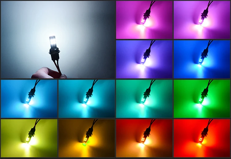 T10 светодиодный W5W сигнальный светильник s Canbus RGB лампа для чтения клиновая лампа стробоскопический Светильник Красочные Многомодовые автомобильные лампы с пультом дистанционного управления