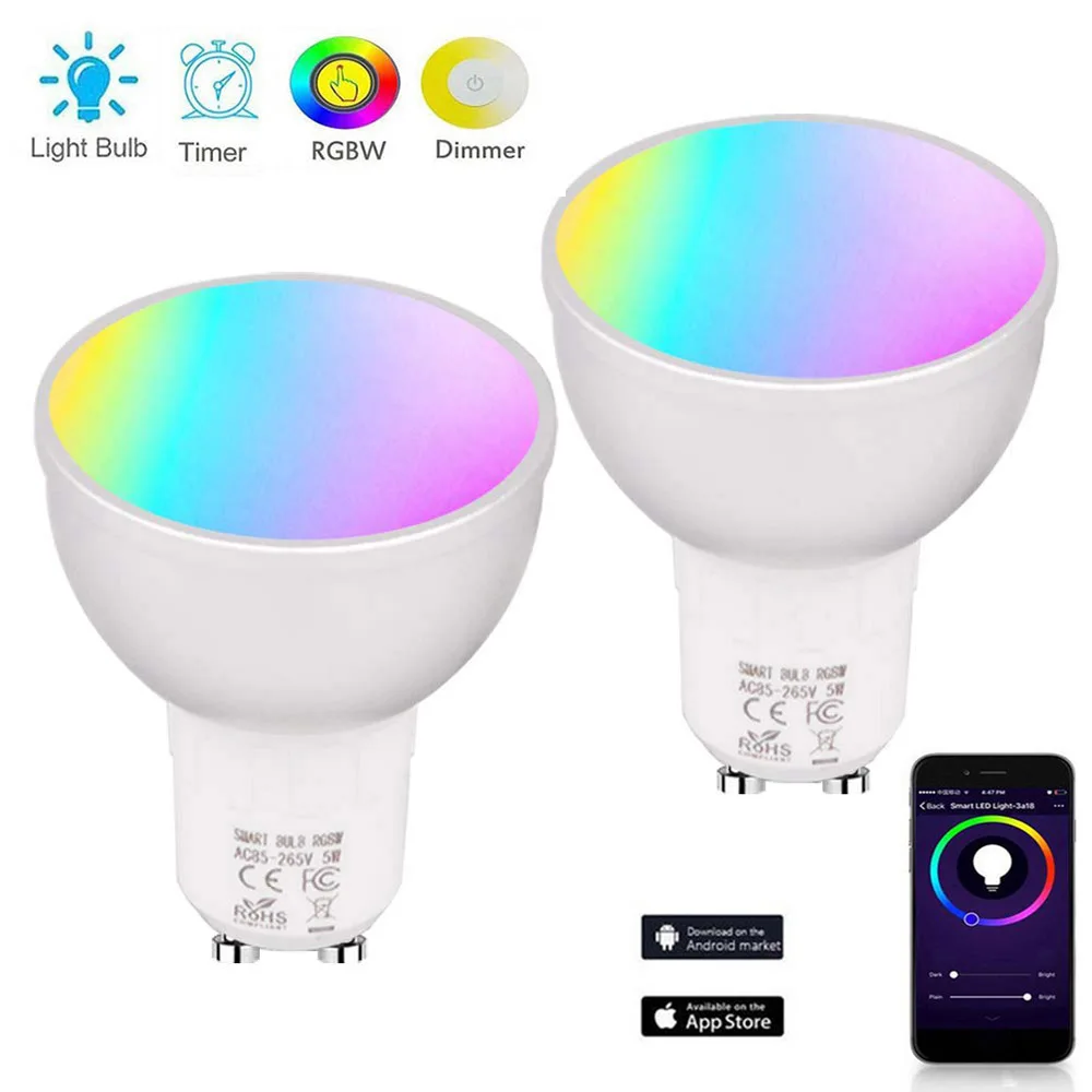 Wifi умные светодиодные лампочки GU10/GU5.3/E27 APP переключатель дистанционного