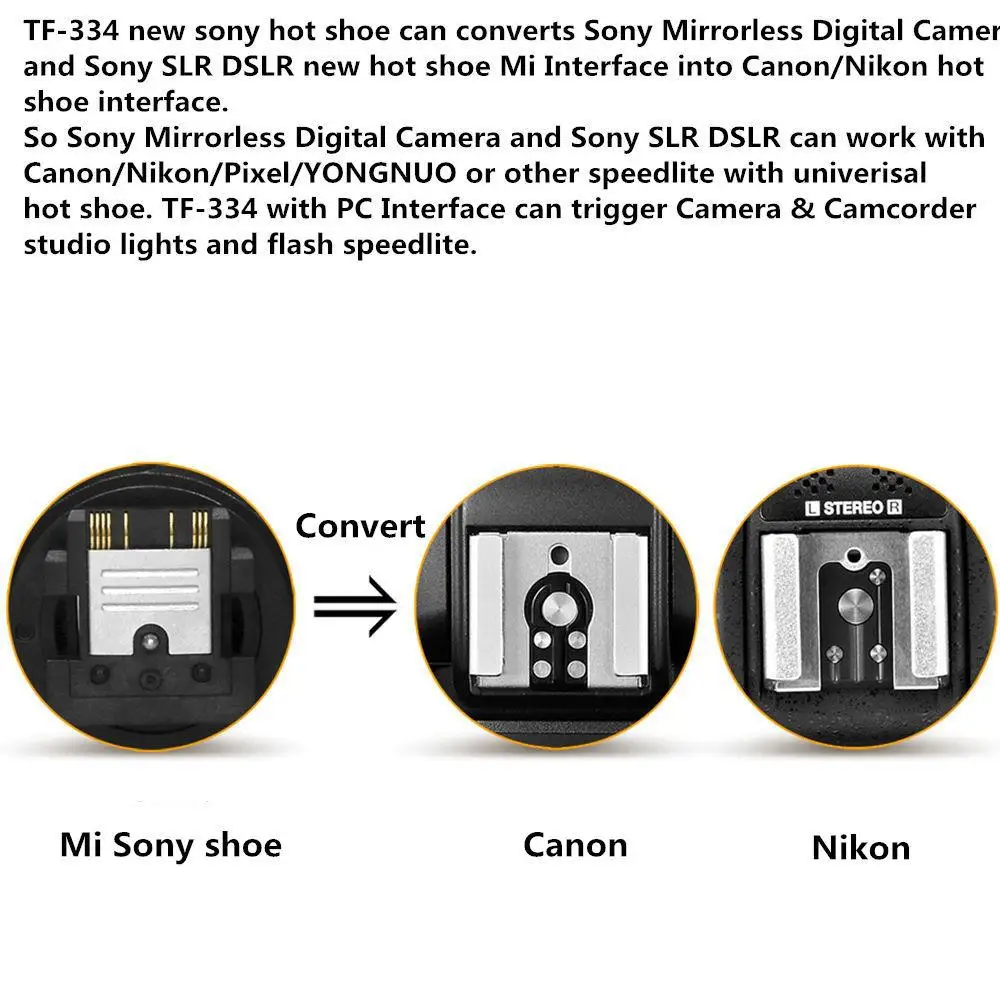 Адаптер типа Горячий башмак для преобразования камеры Sony Mi A7 A7RII A7II в вспышку Canon