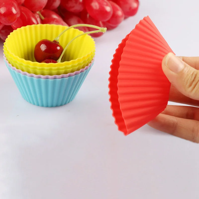 Multiple Colour Cake Mold Easy to Clean Muffin Cup Bakeware Pudding Jelly Baking Tools Round Silica Gel 7CM | Дом и сад