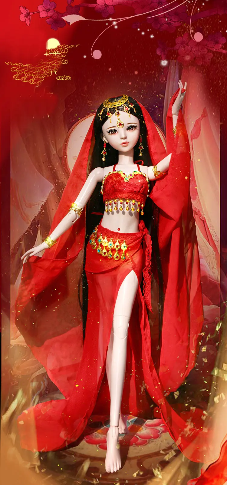 Ручная работа 1/3 Bjd куклы полный набор 60 см красное платье китайский костюм кукла-невеста большая шарнирная кукла девочки игрушки для детей куклы