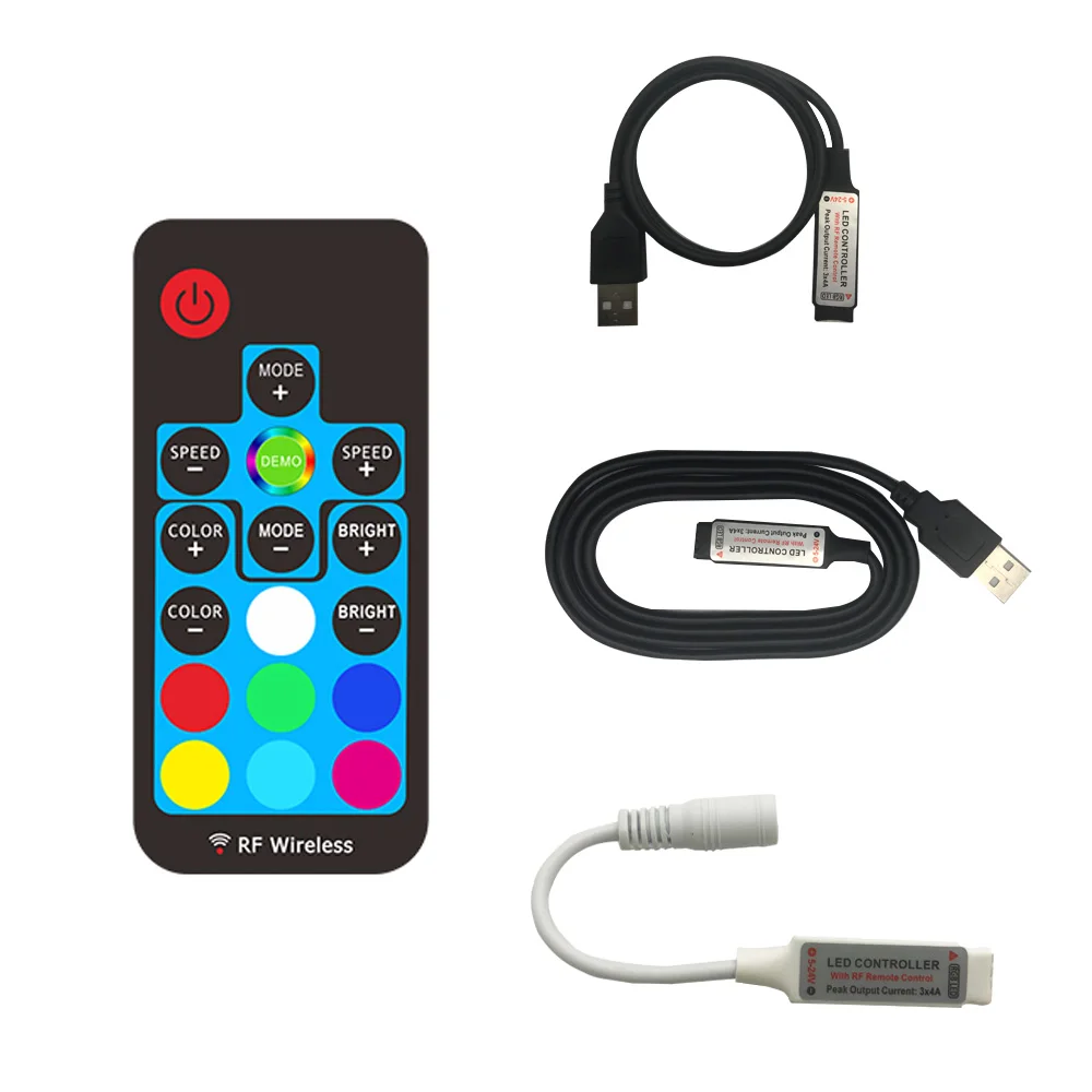 Мини LED RGB контроллер USB RF 17 клавишный удаленный беспроводной DC 5 в 12 В для 5050 3528