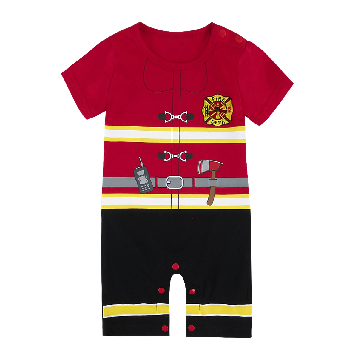Костюм пожарного для маленьких мальчиков комбинезон с шапкой Забавный комплект