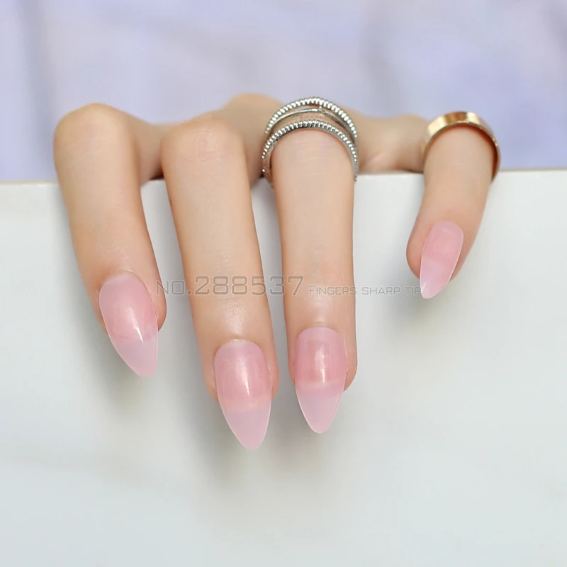 Новый прозрачный порошок Полный ногтей удобный искусственный острый розовый 24