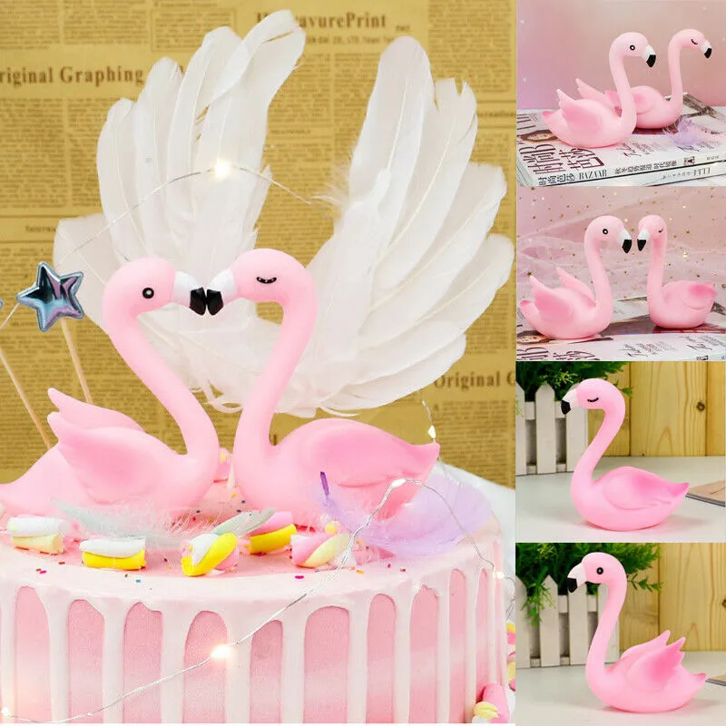 Фламинго торт Топпер Свадьба с днем рождения смоляный Декор кекса украшения