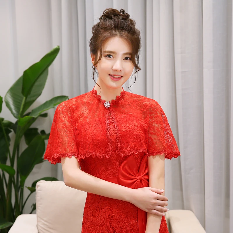 New Korean Style The Bride Thin Lace Summer Wedding Coats Cloak Shawl Generous And Beautiful 0409-01 | Свадьбы и торжества