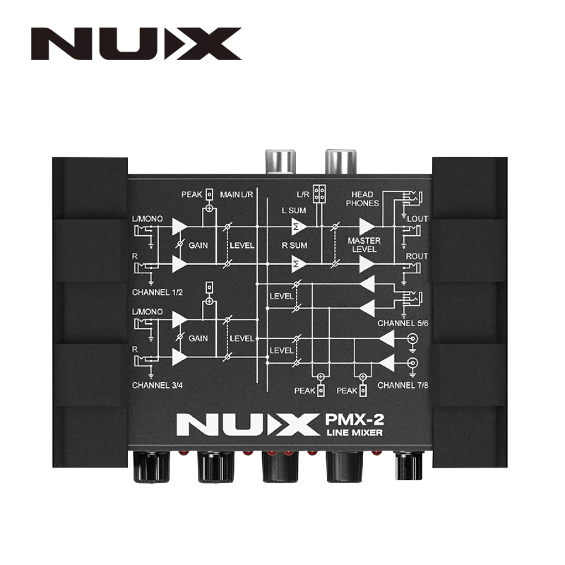 NUX PMX 2/PMX 2U I/O Line микшер мини консоль USB Звуковая 6/8 2 выхода индикатор громкости
