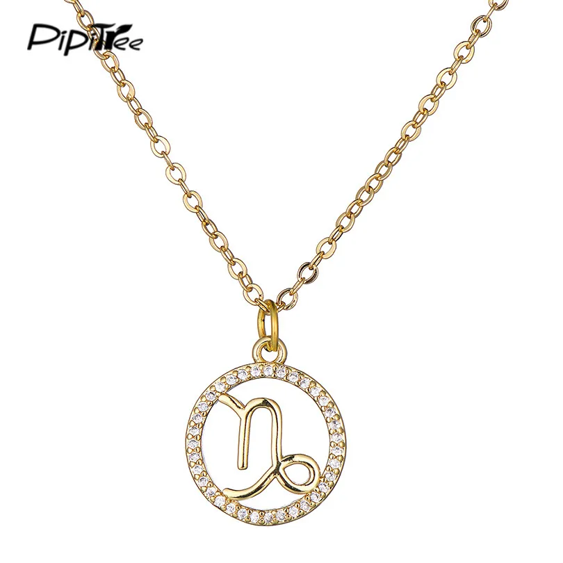 Кулоны зодиака Pipitree из меди и фианита 12 знаков колье с подвеской в виде знака