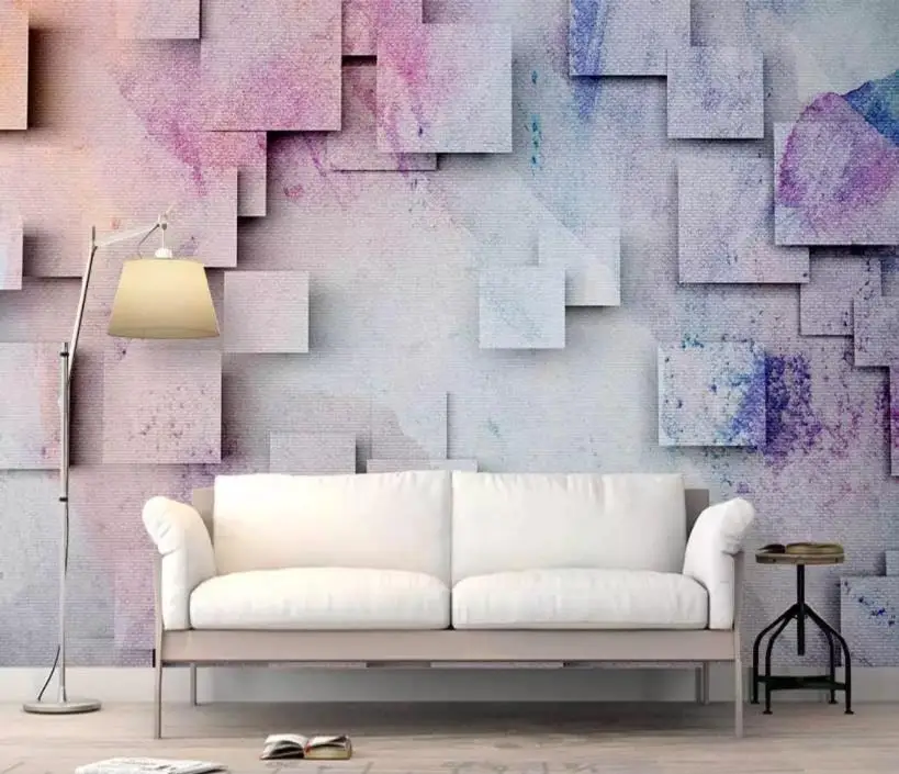 

Custom Wallpaper 3D Stereoscopic Color square Modern Abstract Art Wall Mural Living Room Bedroom wall paper rolls