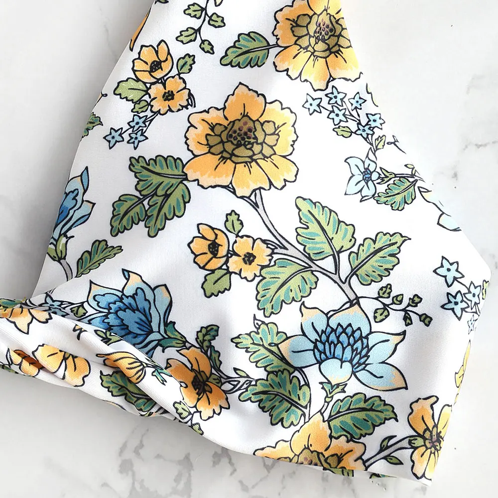 ZAFUL Бикини Push Up Цветочный комплект из бикини с глубоким вырезом Prairie Chic Купальный