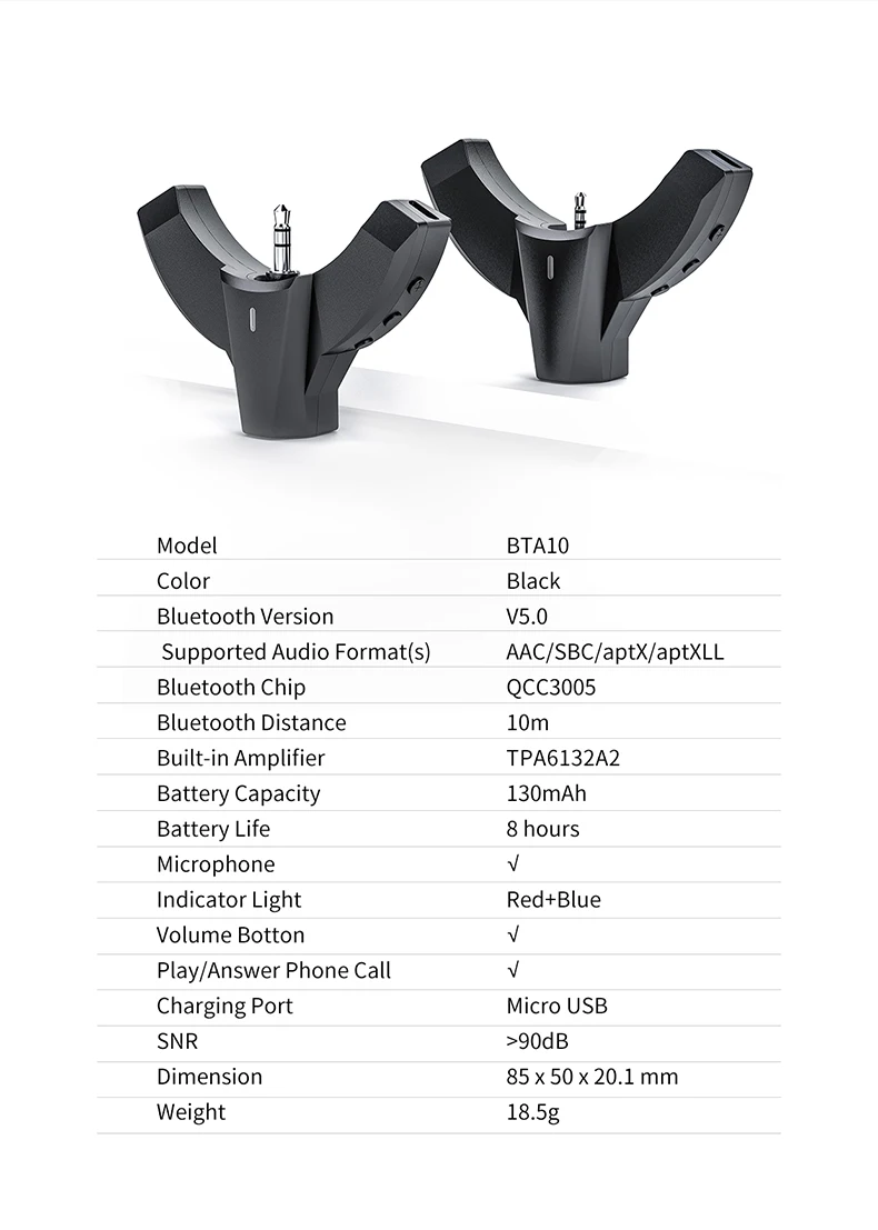 FiiO Bluetooth 5,0 аудио музыка беспроводной Bluetooth адаптер для Audio-Technica ATH-M50x для ATH-MSR7 с поддержкой aptXLL Micphone