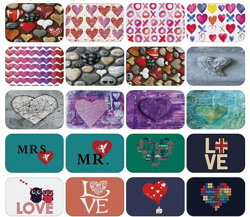 

Heart Pattern Entrance Indoor Non-slip Floor Mat Doormat Creative Decor Bath Mat Living Room Area Carpet