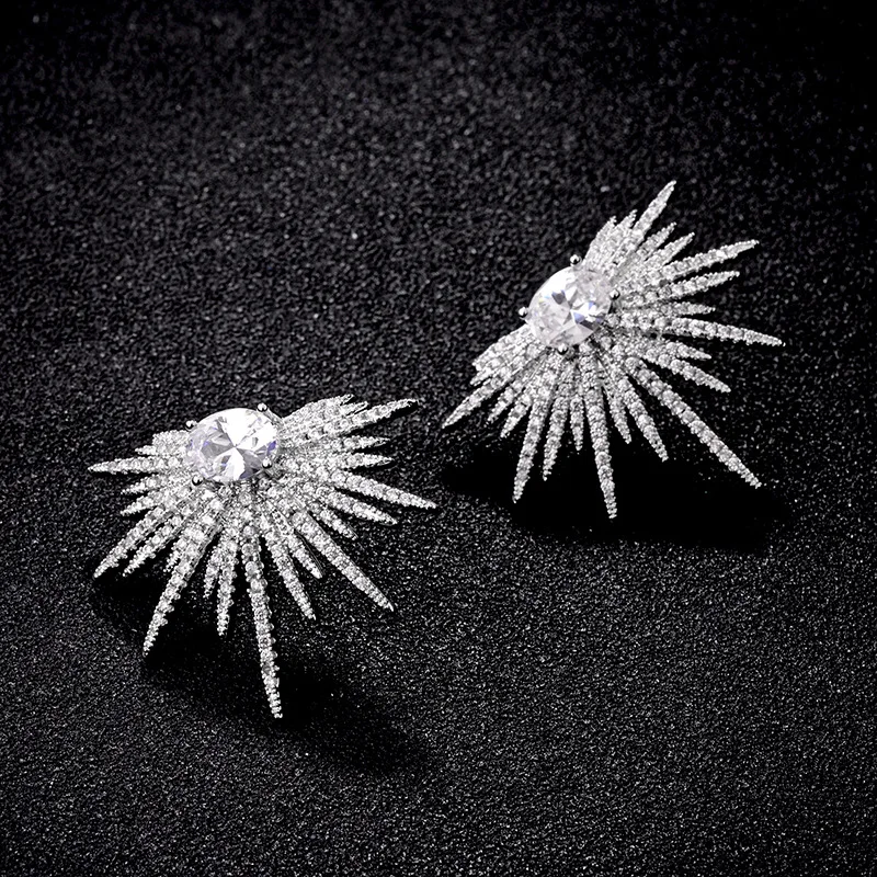 Серьги 925S с солнечным цветком и звездой женские модные ювелирные аксессуары