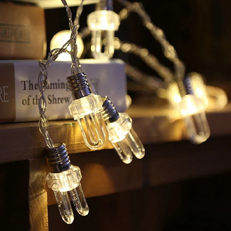 Decorative Lights Kids U Type Transparent Bulb Christmas Garland Battery 20 Leds Night Guirlande String Chain Flasher | Лампы и