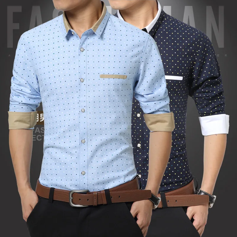 Мужские Рубашки С Воротником Длинным Рукавом 2017 Случайный Плюс Моды для Мужчин