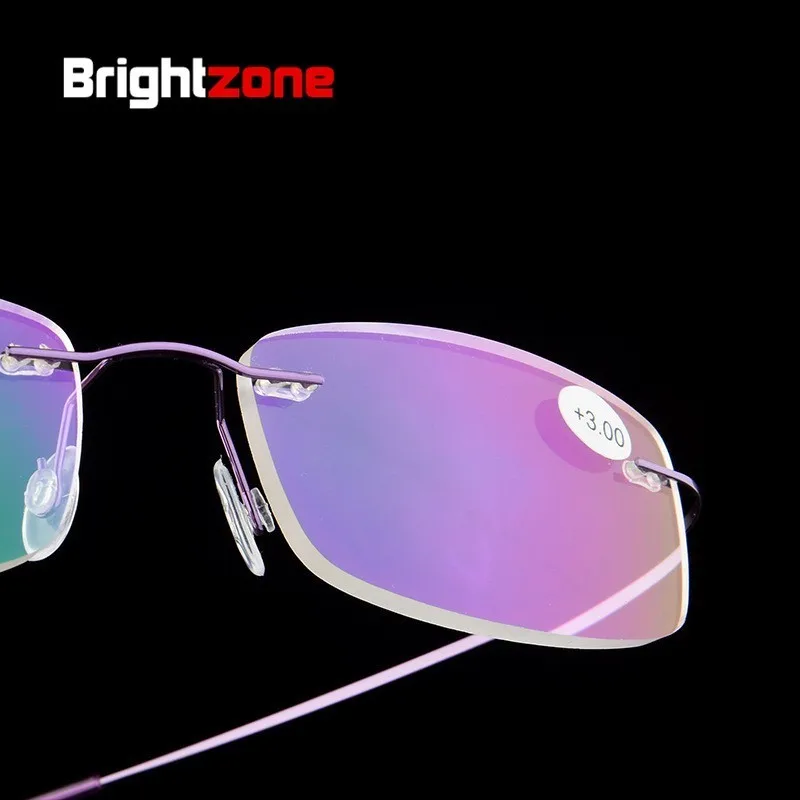 Brightzone складные сверхлегкие дальние очки для чтения для женщин, металлические очки для пожилых людей, бескаркасные брендовые дизайнерские Классический прозрачный