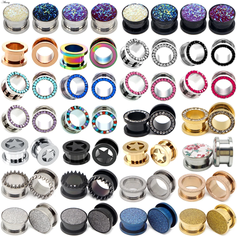 

1pc 316L Stainless Steel Ear Plugs and Tunnels Ear Piercings Earlets Screwed Earring Expander Ear Gauges Body Jewelry Piercings