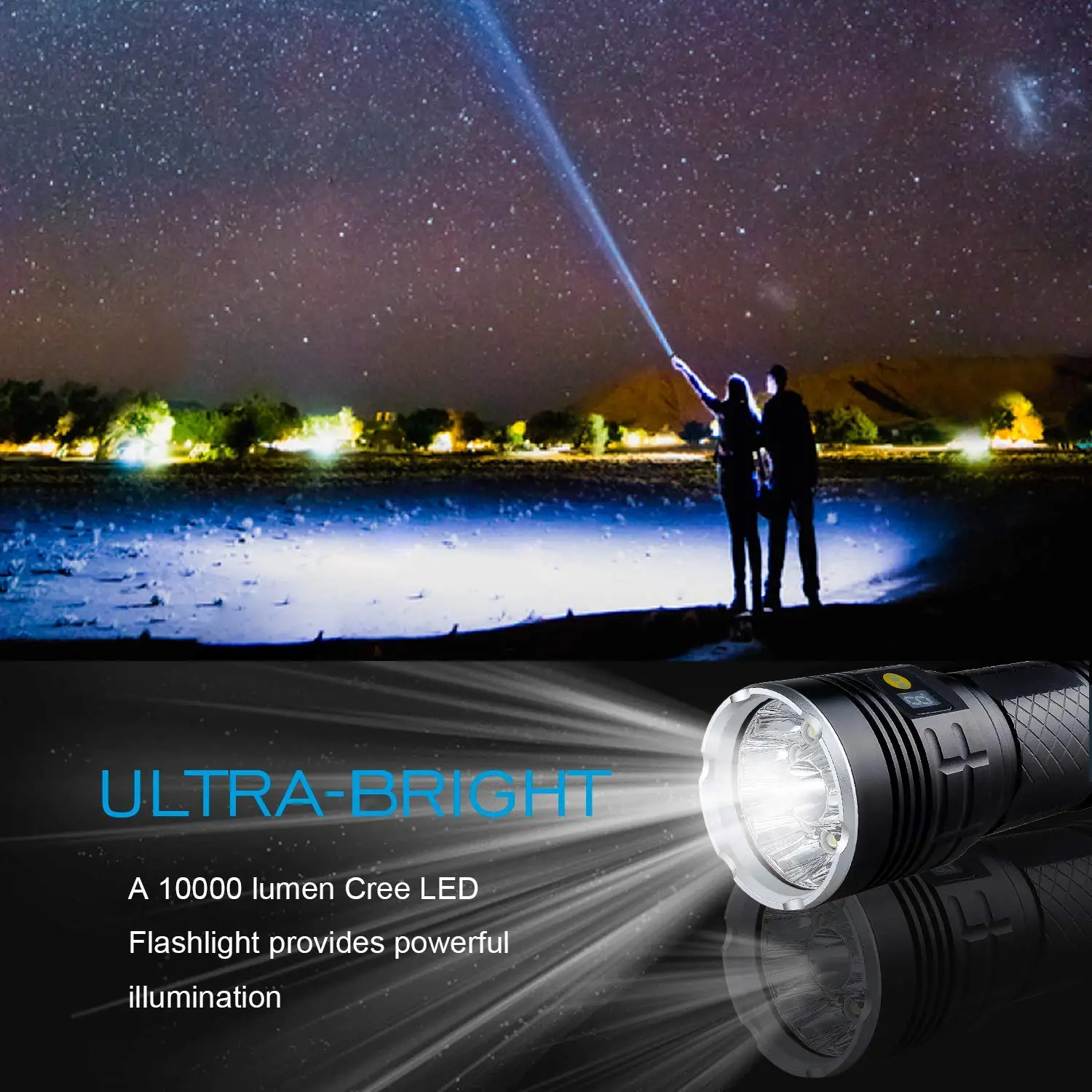 Led Flashlight 10000 Lumens 12xCREE XM-L T6 LED 4 Modes Super Bright Tactical Waterproof Handheld Light with Power | Освещение