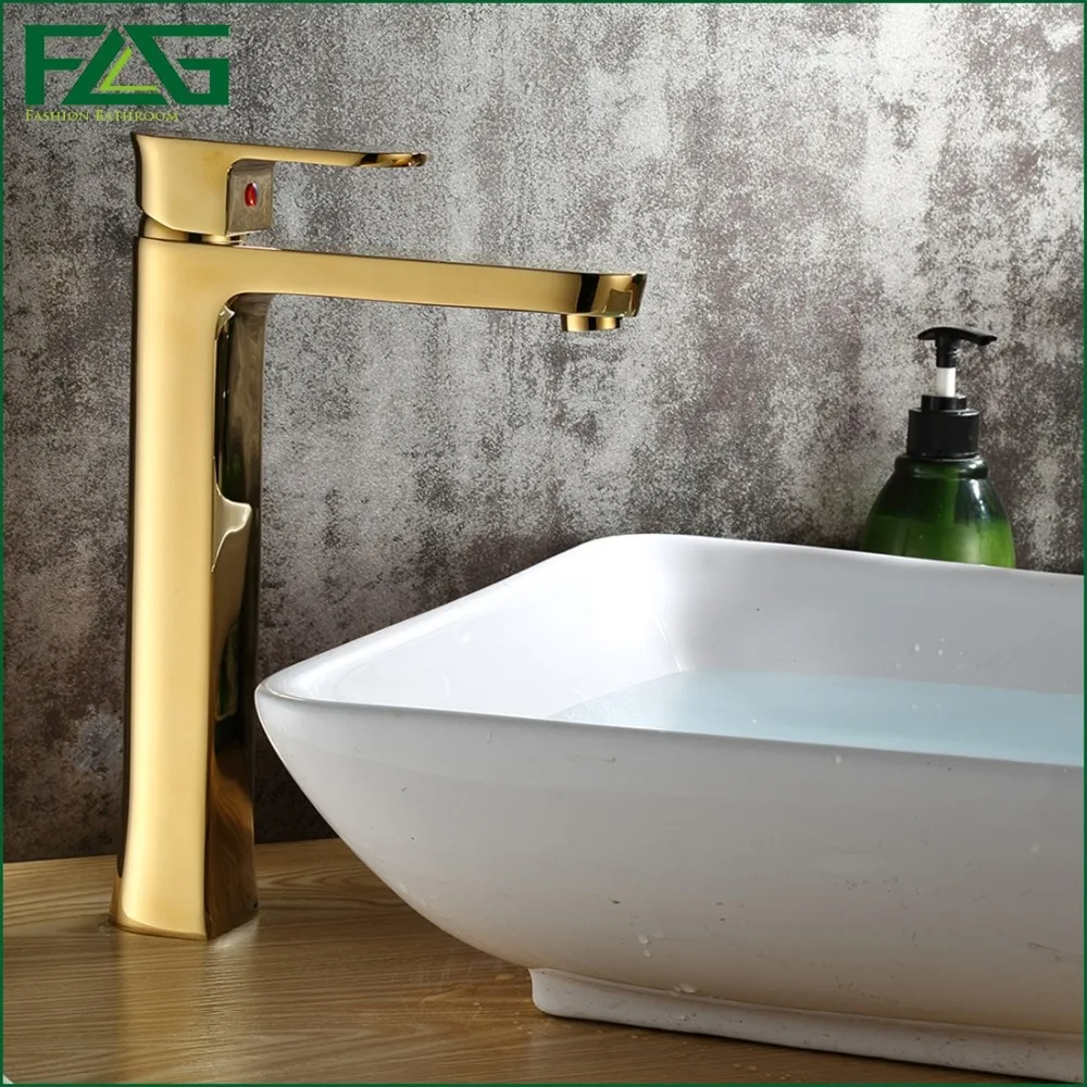 Смеситель для раковины FLG Золотая тарелка благородство золото холодный и горячий